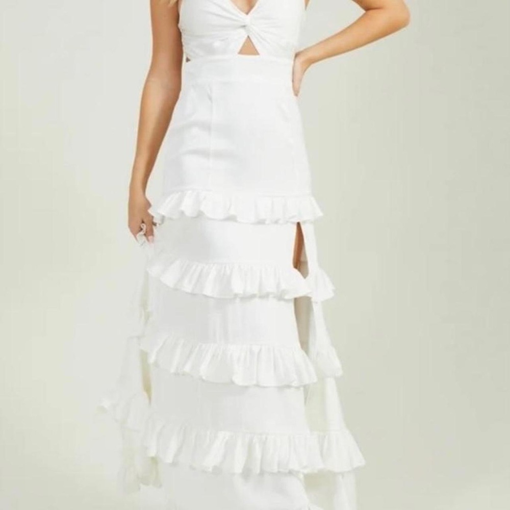 Altar'd State White Cut Out Tiered Sundress